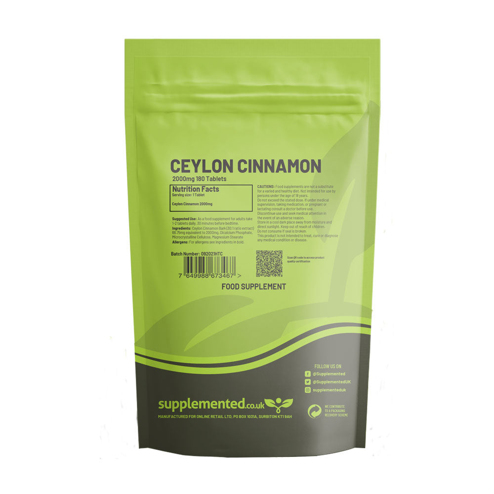 Cinnamon Extract (Ceylon) 2000mg Tablets